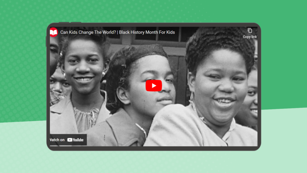 Black and white still image of Black teen girls, as an example of Black History Month videos.