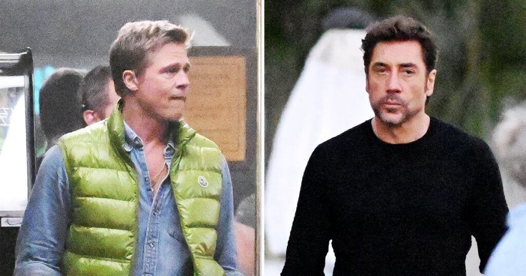 Brad Pitt and Javier Bardem Film F1 Movie at Rolex 24 in Set Photos