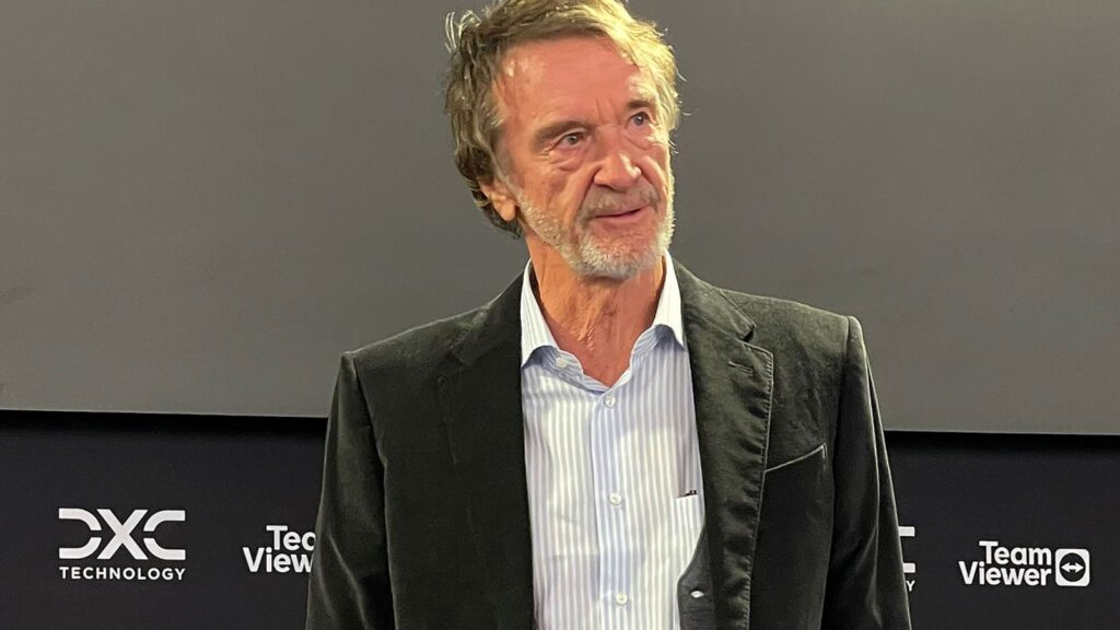 Sir Jim Ratcliffe speaks to the media during a press conference before the Premier League match at Old Trafford