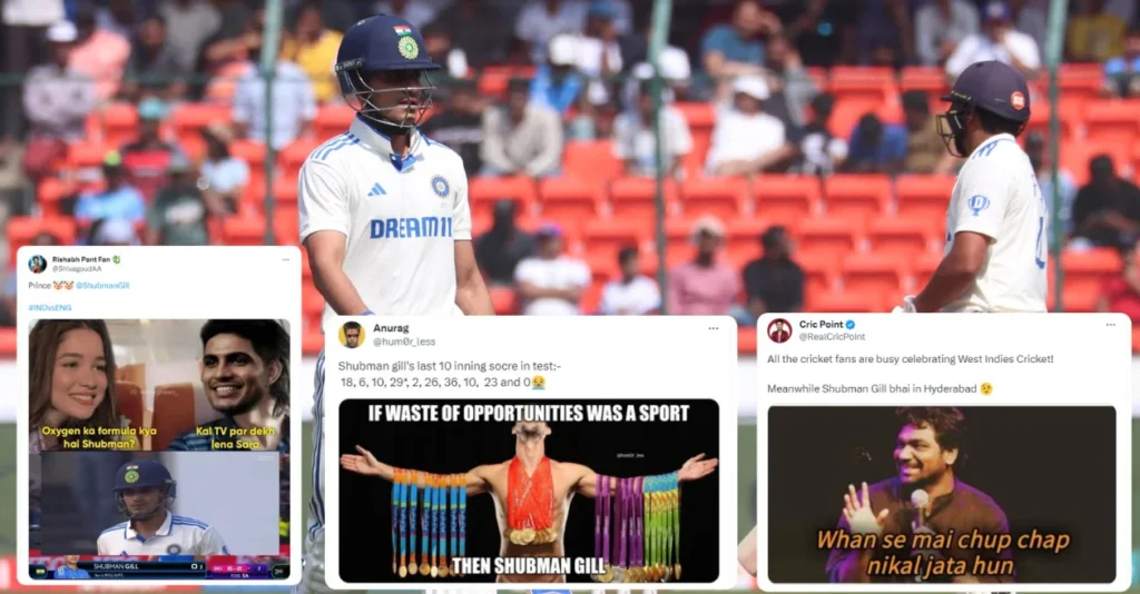 IND vs ENG: Fans brutally troll Shubman Gill after he departs for a two-ball duck in Hyderabad Test