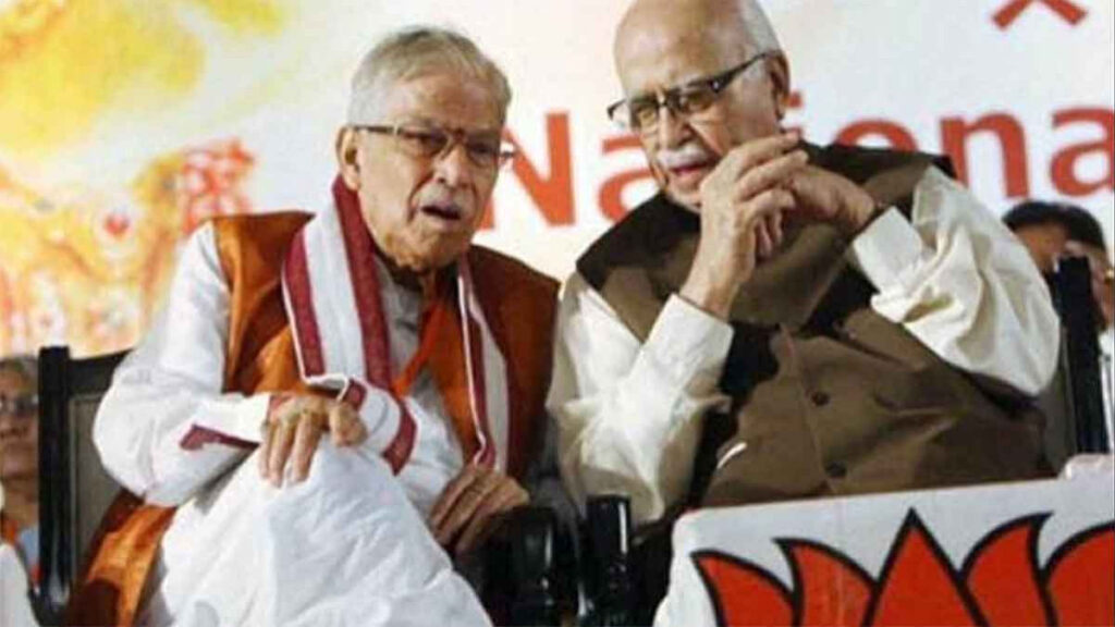 File image of veteran BJP leaders Murli Manohar Joshi (left) and L.K. Advani