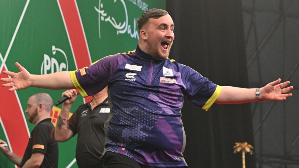 Luke Littler hits a nine-darter against Nathan Aspinall at the Bahrain Masters