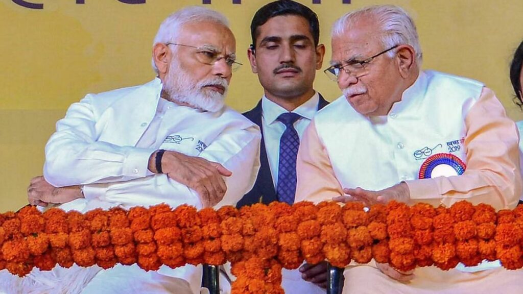 File photo of PM Modi with Haryana CM Manohar Lal Khattar