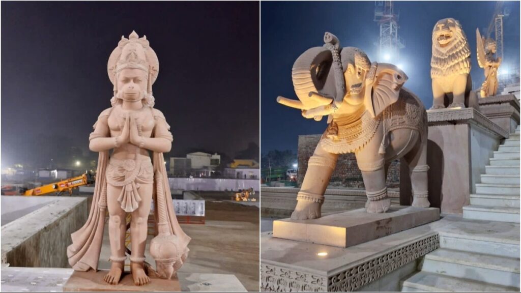 Statues installed at main entrance leading to Ram Temple