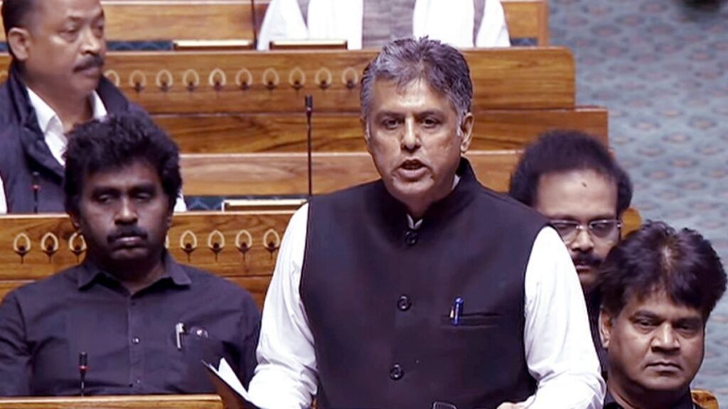 Congress MP Manish Tewari speaks in the Lok Sabha