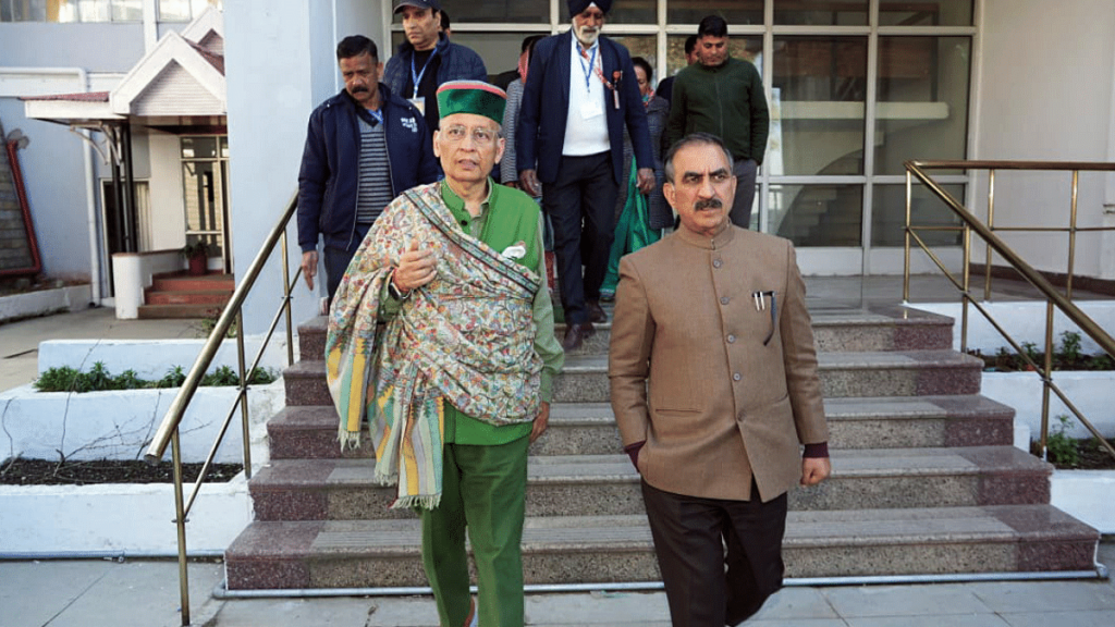 File photo of Congress RS candidate from Himachal Pradesh Abhishek Manu Singhvi along with Chief Minister Sukhvinder Singh Sukhu