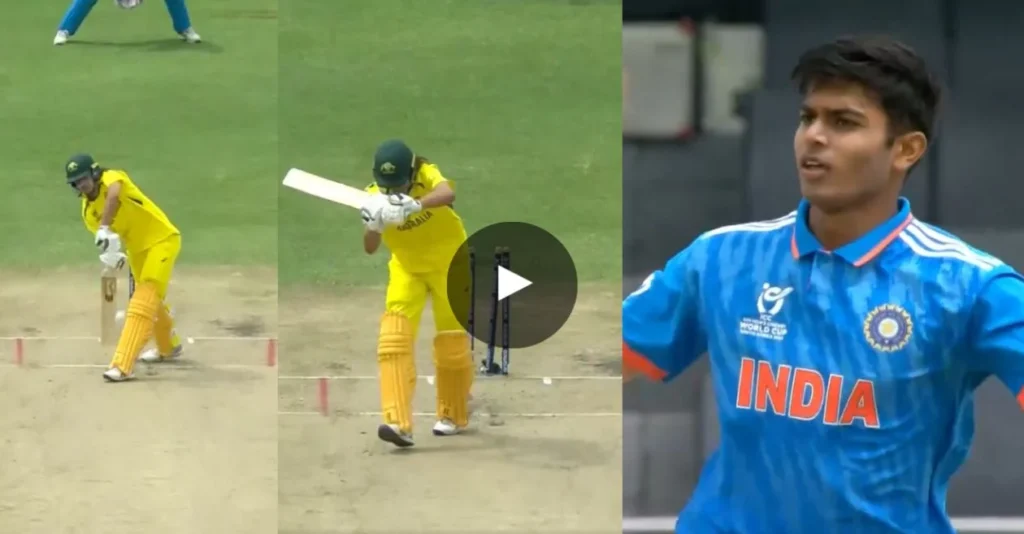 IND vs AUS [WATCH]: Raj Limbani cleans up Sam Konstas with a peach of a delivery in U19 World Cup 2024 final