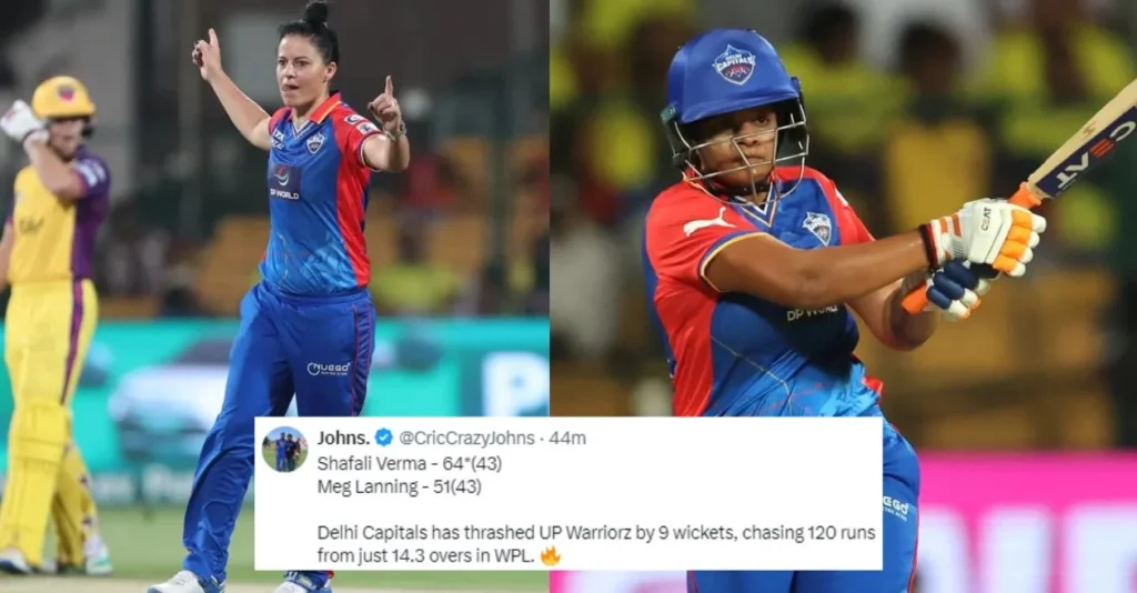 Twitter reactions: Marizanne Kapp, Shafali Verma sizzle as Delhi Capitals steamroll UP Warriorz in WPL 2024