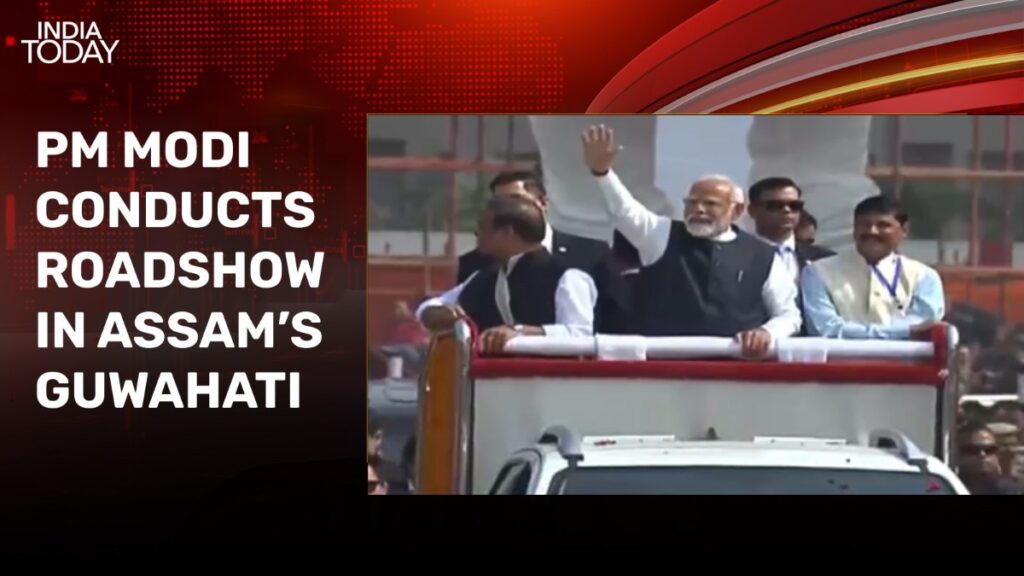 Video: Thousands line streets as PM Modi holds roadshow in Guwahati