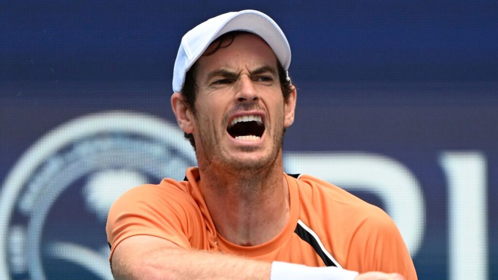 Andy Murray in action at the Miami Open