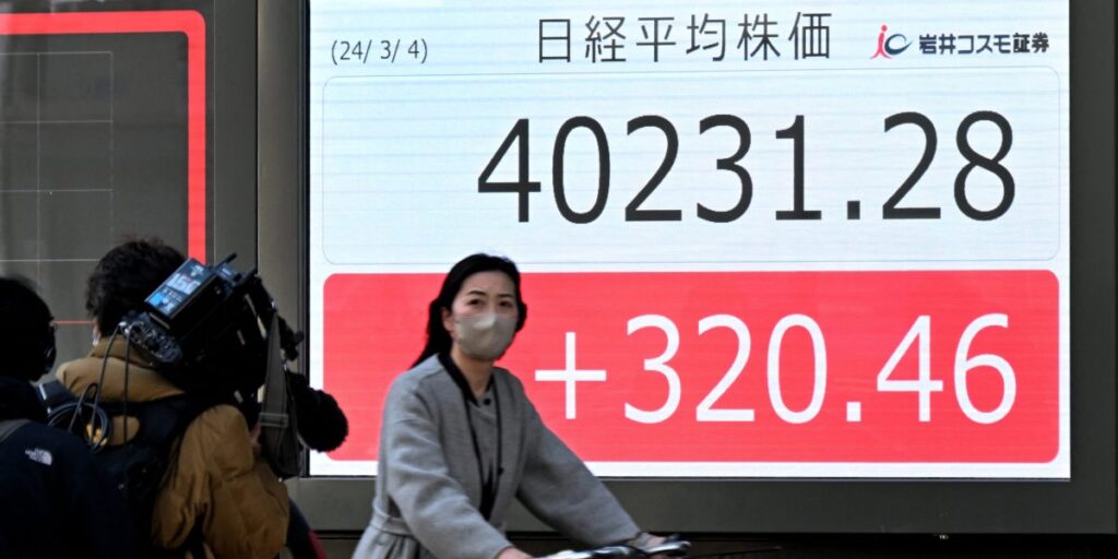 Japan Nikkei 225 index breaks 40000 for first time