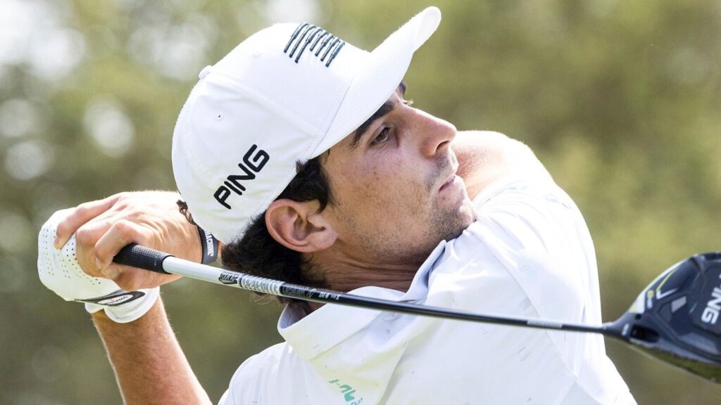 Captain Joaqu..n Niemann of Torque GC hits his shot from the fifth tee during the second round of LIV Golf Jeddah at the Royal Greens Golf & Country Club on Saturday, March 02, 2024 in King Abdullah Economic City, Saudi Arabia. (Photo by Chris Trotman/LIV Golf via AP)