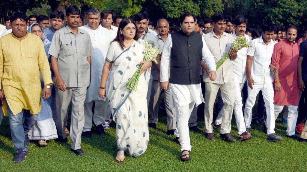 File photo of BJP MPs Maneka and Varun Gandhi