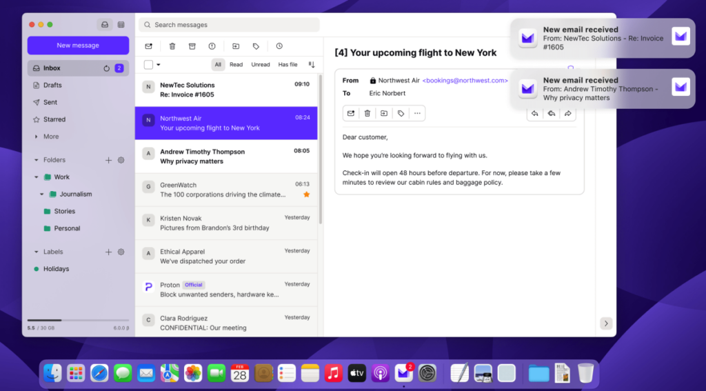 Proton's Windows and macOS mail app is out of beta and available now