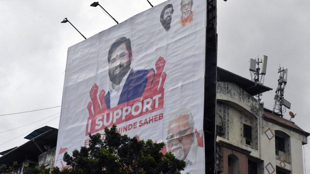 Representative image of a hoarding put up in support of Eknath Shinde