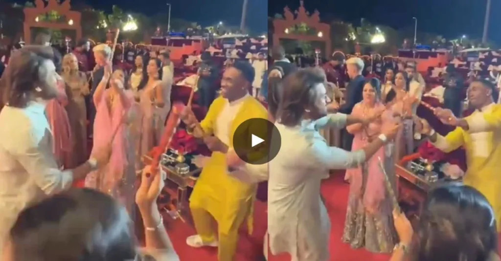 WATCH: MS Dhoni plays dandiya with former CSK teammate Dwayne Bravo at Anant Ambani’s pre-wedding bash