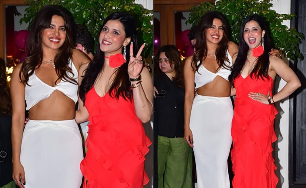 Mannara Chopra In A Fiery Red Dress And Priyanka Chopra In White Co-Ords Are As Fabulous As Fire And Ice