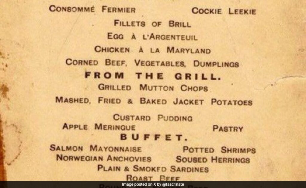 112-Year-Old Elaborate Menu Of Titanic Is Viral, Internet Reacts