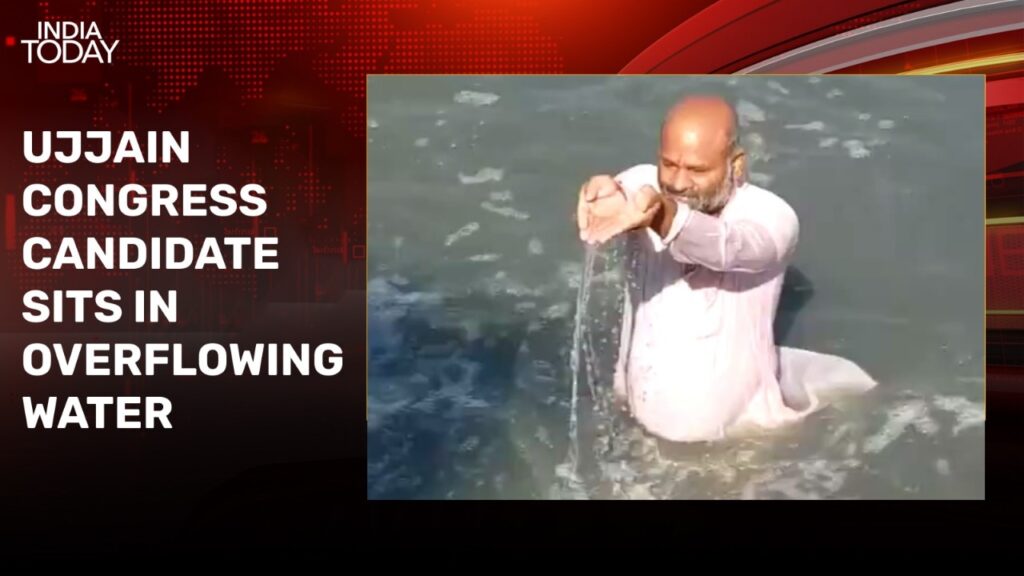 Video: Ujjain Congress candidate takes dip in river to protest against pollution