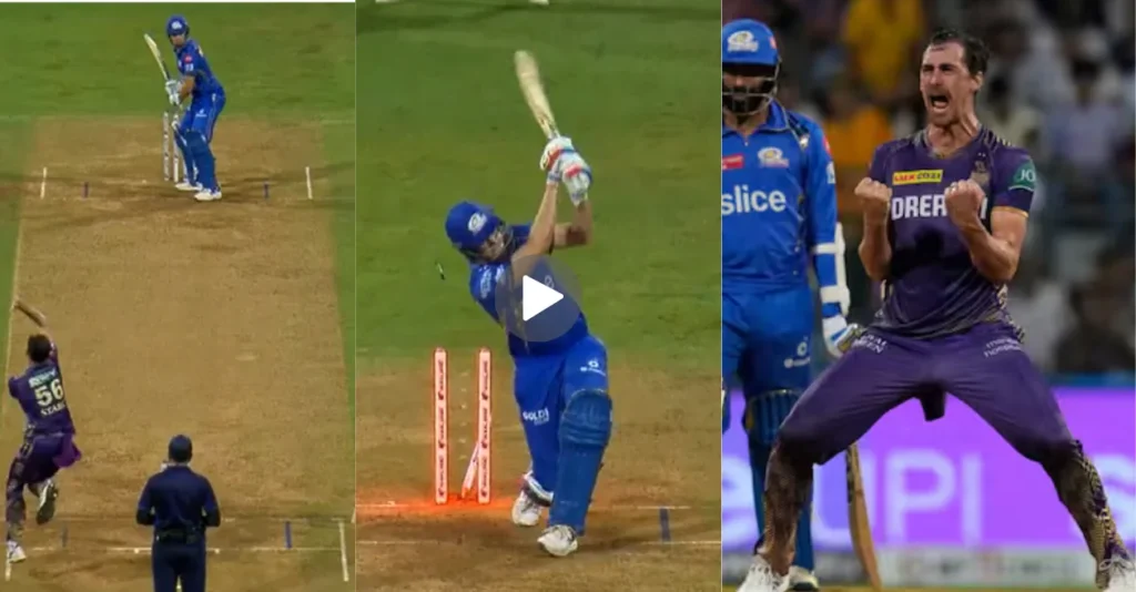 IPL 2024 [WATCH]: Mitchell Starc cleans up Gerald Coetzee with a fierce yorker in MI vs KKR match